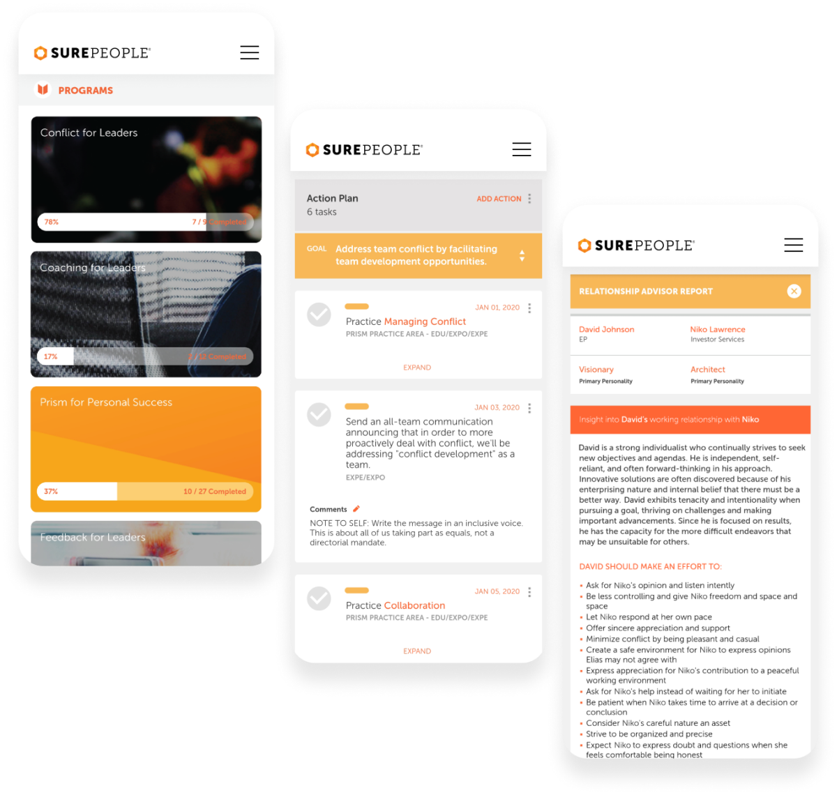 three mobile examples how prescriptive action is enhanced through programs, action plan and usage of relationship advisor